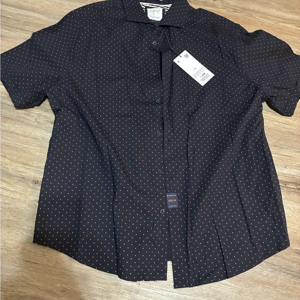 Cactus Black and Orange Polka Dot Men's Shirt